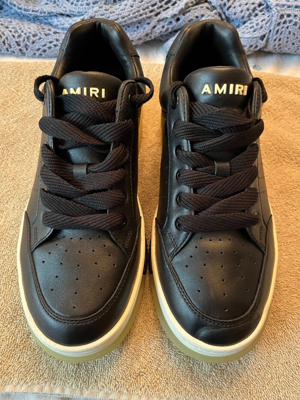 AMIRI  Streetwear Black Leather Stadium Low Sneakers, size 40